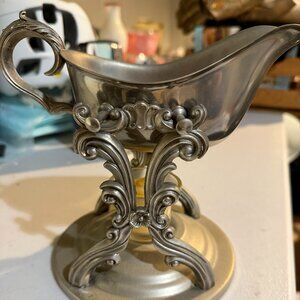F.B. Rogers Silver Plate Gravy Boat on a Tilting Heating Stand